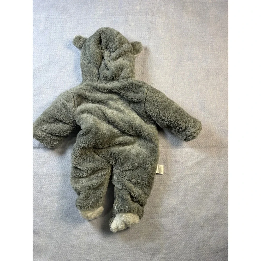 XMWEALTHY Baby Bear Bunting Fleece Pram Suit Grey Hooded Romper 0-3 Months